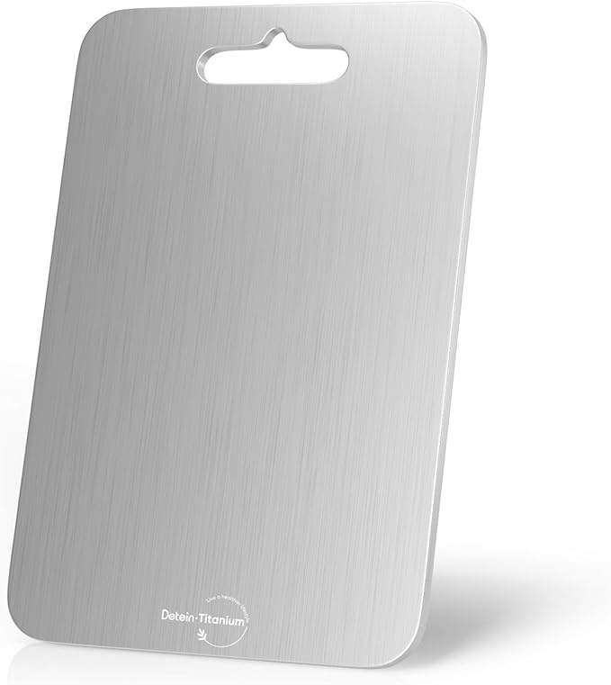 100% Pure Titanium Cutting Board for Kitchen 2mm Thickened, Easy to Clean, Dishwasher Safe, Double-Sided Chopping Board for Meat, Veggies, Fruits, Camping, Housewarming Gift (14.2" x 9.85")