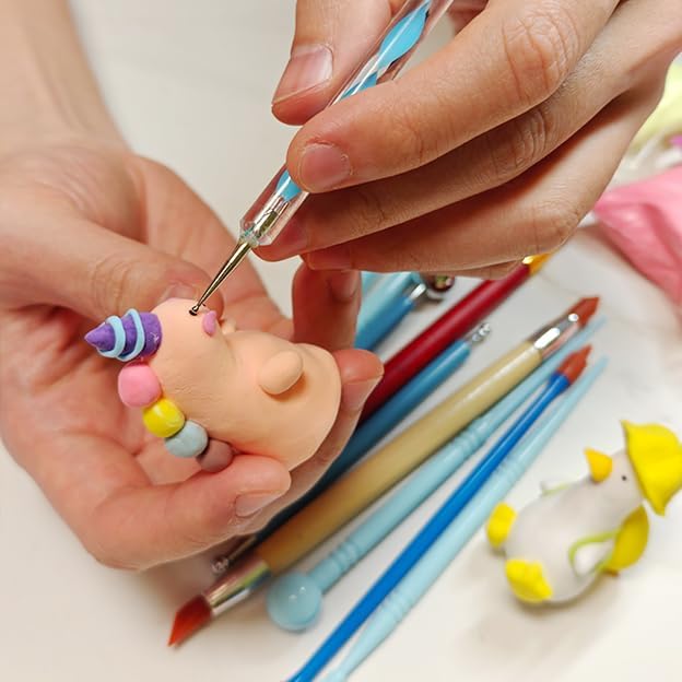 Polymer Clay Tools, Modeling Dotting Tools, Silicone Clay Sculpting Tool, Air Dry Clay Kit for Painting Embossing Scoring Modeling, Nail Art