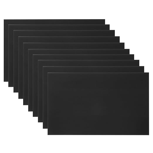 PATIKIL 5x8 Inch Anodized Aluminum Sheet Metal, 10Pcs Laser Plates Engraving Blanks 0.5MM Thin Rectangle for Crafting DIY House Laser Engraving, Black