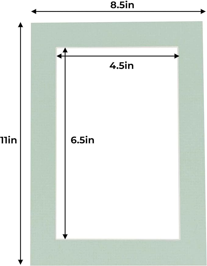 5x7 Mat for 8.5x11 Frame - Precut Mat Board Acid-Free Honeydew Green 5x7 Photo Matte For a 8.5x11 Picture Frame, Premium Matboard for Family Photos, Show Kits, Art, Picture Framing, Pack of 10 Mats