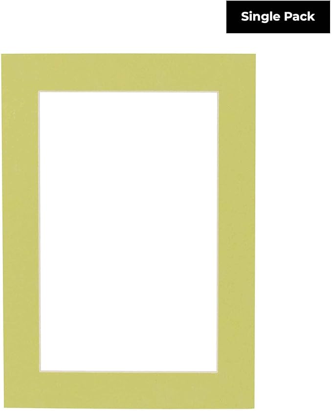 8x10 Mat Bevel Cut for 5.5x8.5 Photos - Acid Free Pistachio Green Precut Matboard With Backing Board and Crystal Clear, Self Seal Photo Mat Bag - For Pictures, Photos, Framing - 4-ply Thickness