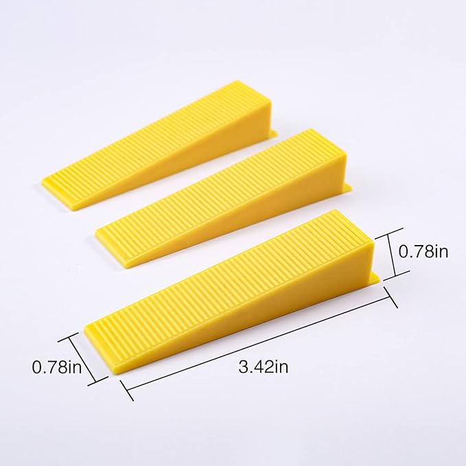 500 Pcs Reusable Leveling Wedges,Reusable Tile Leveling System Wedges for 1/8" Spacers,1/16" Spacers,1/32" Spacersand Tile Leveling System Kit,for Tile Leveler Installation(500yellow Reusable Wedges)
