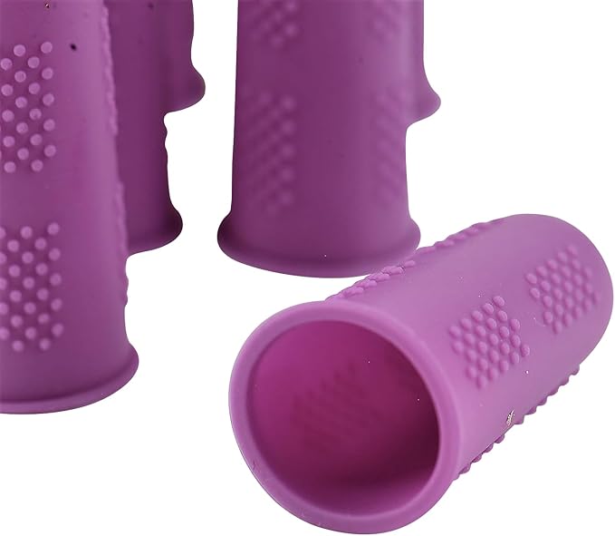 Finger Protectors [Flex Series - 12-Pack] Silicone Non-Stick Finger Covers | Purple | Small (6) / Medium (6) for Hot Glue | Sewing | Adhesives | Scrapbooking