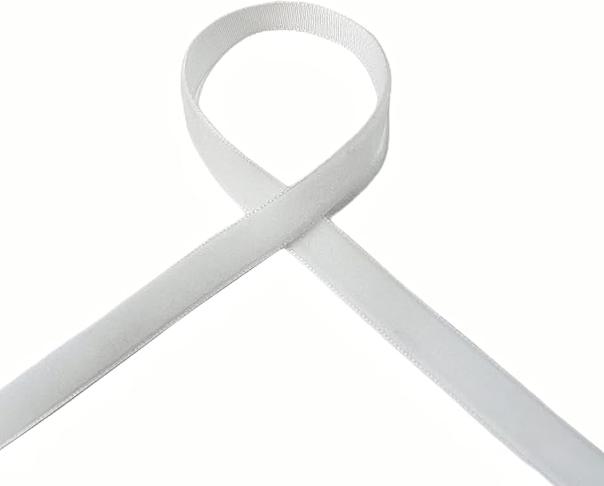 Vintage White Velvet Ribbon, 3/8 Inch X 25Yd
