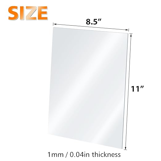 Egofine Plexiglass Sheets Acrylic Sheets 4 Pack of 8.5x11’’ 0.04 Thick Clear Plastic Cast Transparent Plexi Glass for Crafting Projects, Replacement Picture Frame Glass, DIY Display, Easy to Cut