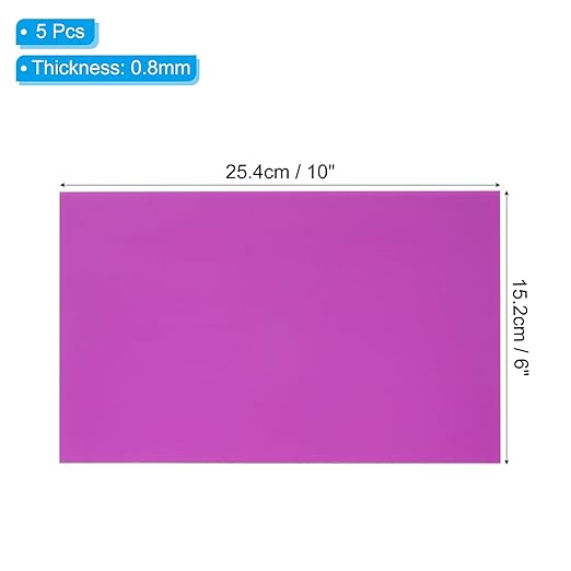 PATIKIL 6x10 Inch Anodized Aluminum Sheet Metal, 5Pcs Laser Plates Engraving Blanks 0.5MM Thin Rectangle for Crafting DIY House Laser Engraving, Purple