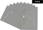 Pack of TEN 8x10 Mats Bevel Cut for 5x8 Photos - Acid Free Mid Grey Precut Matboards For Pictures, Photos, Framing - 4-ply Thickness