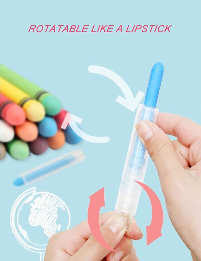 Non-toxic Dustless Chalk for Kids, Colored Sidewalk Chalk With Holder The Best Art Tool for Blackboard Kids Children Drawing Writing,12PCS