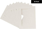 Pack of 25 Acid Free 8.5x11 Mats Bevel Cut for 7x9 Photos - Oyster Shell White Precut Matboards With Backing Boards and Clear Photo Mat Bags For Pictures, Photos, Framing - 4-ply Thickness
