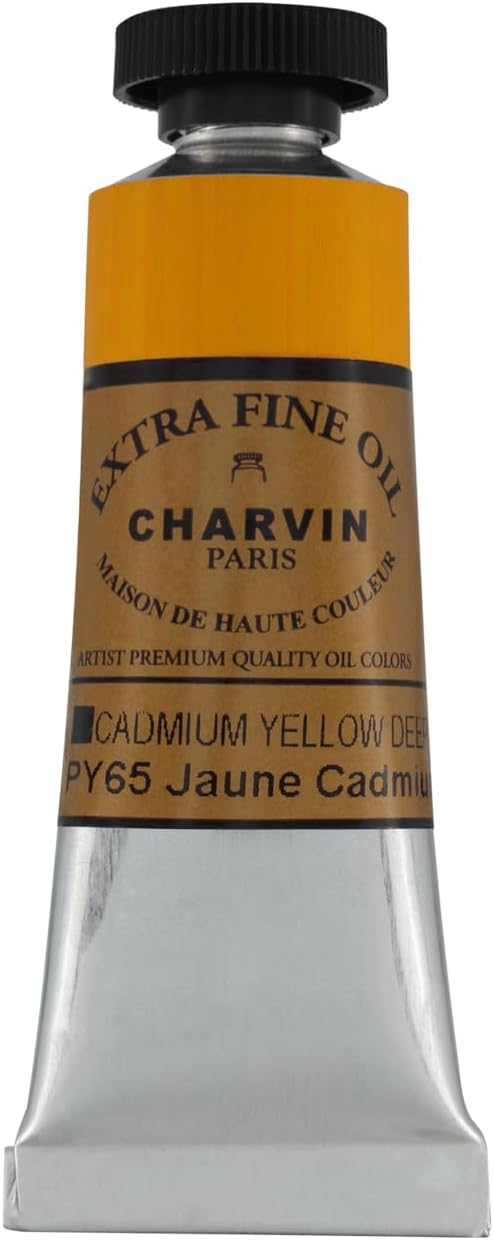 Charvin Extra Fine Oil Paint, Cadmium Yellow Deep 20 mL - Triple-Milled, Rich Texture, Poppy Oil-Based, Light-Fast, Handmade, Archival Quality