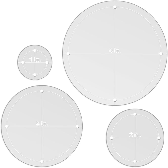 Quilting Acrylic Template Set | Precision Tools for Quilting Enthusiasts | Circle Design | Includes Sizes 4", 3", 2", 1" | 1/8 Clear Acrylic | 1/4" Seam Allowance for Accuracy