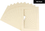 5x7 Mat for 8.5x11 Frame - Precut Mat Board Acid-Free Textured Cream 5x7 Photo Matte For a 8.5x11 Picture Frame, Premium Matboard for Family Photos, Show Kits, Art, Picture Framing, Pack of 100 Mats