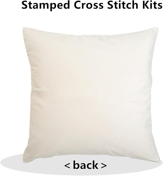 Stamped Cross Stitch Kits for Adults Beginners Pillow Needlepoint Kit with Embroidery Pattern Needlework Kit Prestamped Stitches Kit 11CT Cross Stitching-Cat Admiring The Moon 18x18 inch