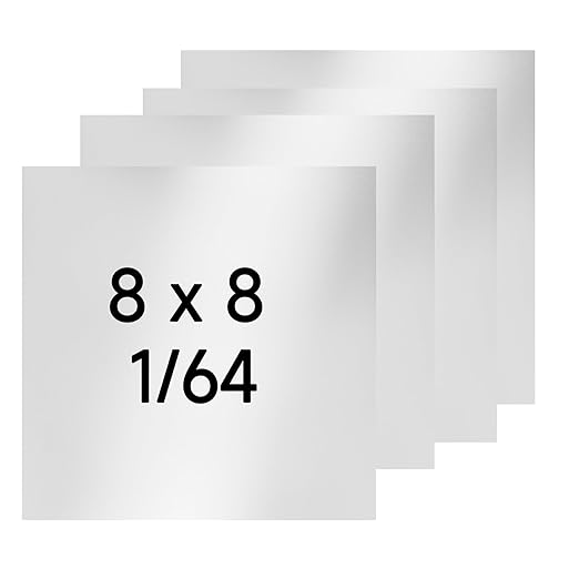 304 Stainless Steel Sheet - 4PCS 8" X 8" X 1/64" Thin Stainless Steel Plate 1/64 Inch Thickness with Protective Film Metal Sheets Shim Stock Sheets for Kitchen DIY Crafting etc. (203 x 203 x 0.39 mm)