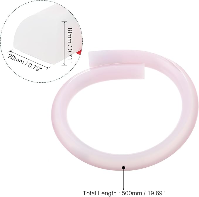 uxcell Flexible Molding Trim, 20 Inch Flexible Quarter Round Molding Silicone Peel and Stick Trim Self Adhesive Shower Water Barrier for Corner Decor Bathroom Kitchen, Transparent