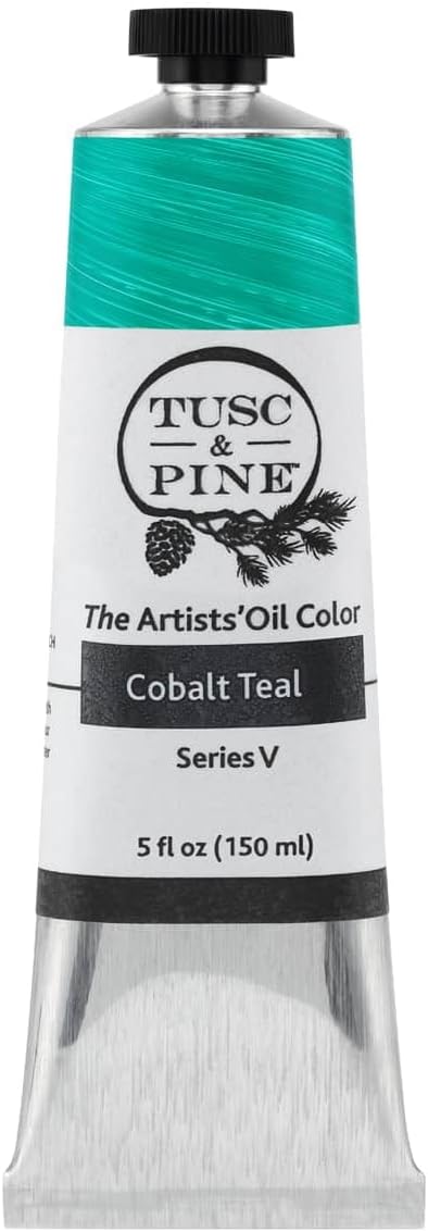 Tusc & Pine Artist Oil Paint - Cobalt Teal, 150 ml, Non-Yellowing, Rich & Creamy Consistency, Maximum Pigment Load, Small Batch Milled Oil Paints Made in the USA for Professional Artists