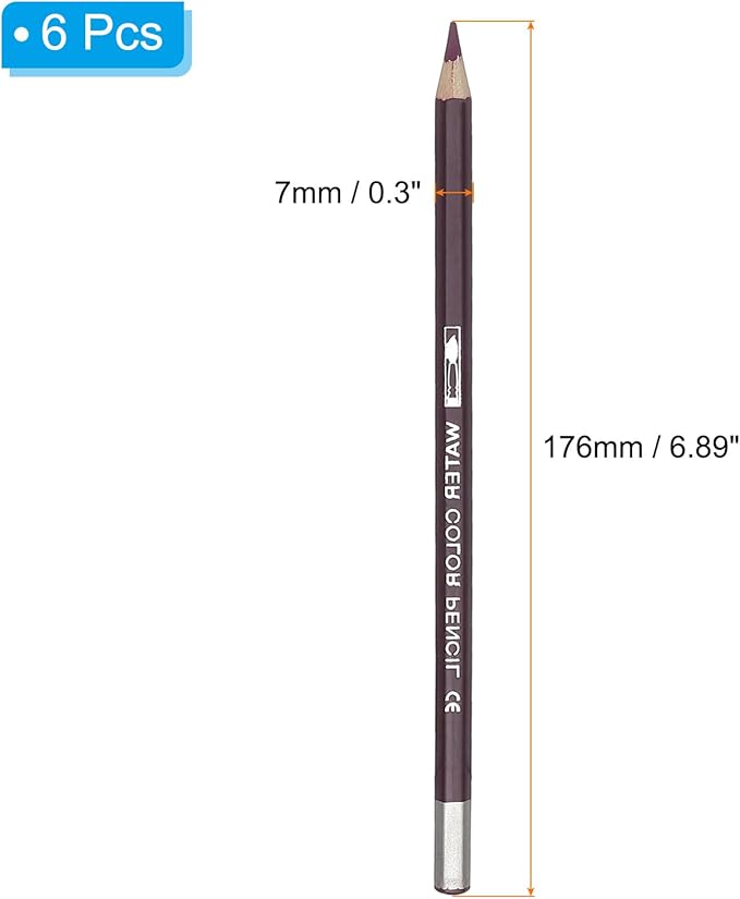 PATIKIL Watercolor Pencil, 6Pcs Water Soluble Pencils for Blending, Coloring, Sketch Drawing, Painting, Purple Red