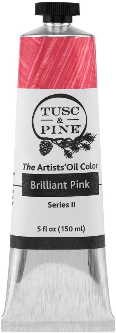 Tusc & Pine Artist Oil Paint - Brilliant Pink, 150 ml, Non-Yellowing, Rich & Creamy Consistency, Maximum Pigment Load, Small Batch Milled Oil Paints Made in the USA for Professional Artists