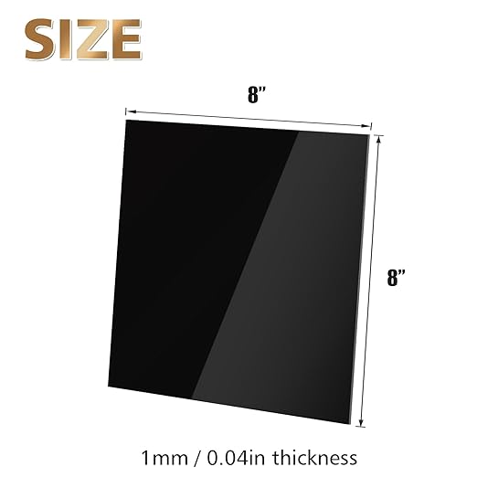 Egofine 8" x 8" Black Plexiglass Sheets 6 Pack 0.04 Inch Cast Acrylic Sheet Thick for DIY Craft Projects, Painting, Photography, Sign, Display Stand, Home Decor, Easy to Cut