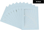 Pack of TEN 8x10 Mats Bevel Cut for 5.5x8.5 Photos - Acid Free Baby Blue Precut Matboards For Pictures, Photos, Framing - 4-ply Thickness