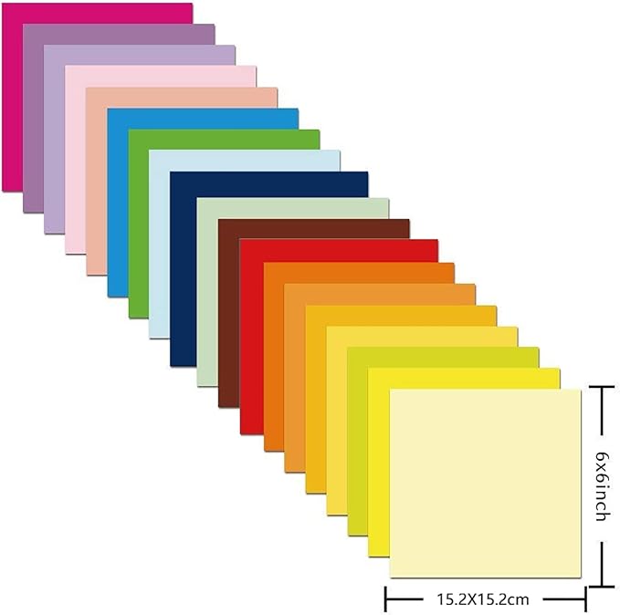 Origami Paper 500 Sheets, 20 Vivid Colors, Double Sided Colors Make Colorful and Easy Origami,6 Inch Square Sheet, for Kids & Adults, Papers, Arts and Crafts Projects (E-book included)