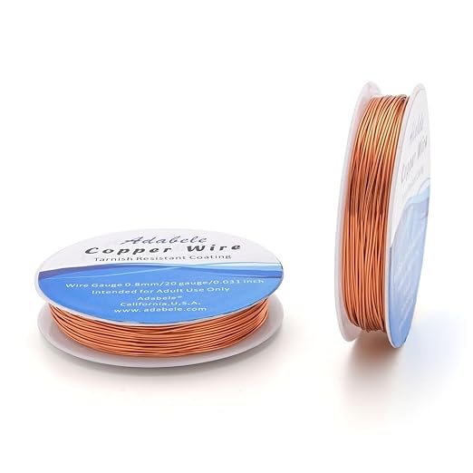 Adabele 65 Feet Premium Tarnish Resistant Round Bare Raw Jewelry Copper Wire Beading Wire Spool Bulk (0.8mm/20 Gauge) for DIY Craft Jewelry Making BF287-8