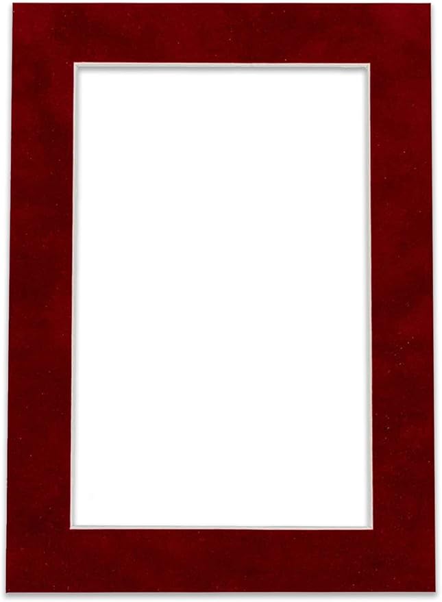 8x10 Mat Bevel Cut for 5.5x8.5 Photos - Acid Free Bright Red Suede Precut Matboard With Backing Board and Crystal Clear, Self Seal Photo Mat Bag - For Pictures, Photos, Framing - 4-ply Thickness