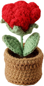 Rose Pin Cushion, Handmade Knitted Pincushions, Cute Pin Cushions Needle Holders for Sewing Quilting Accessory, DIY Crafts or Patchwork Decor.Potted Red Roses