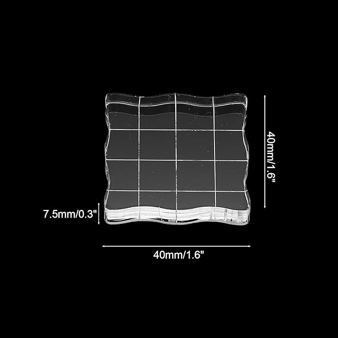 PATIKIL 1.6"x1.6" Acrylic Stamp Block, 6Pcs Clear Stamping Block with Grid Lines Decorative Mounting Blocks Wave for Scrapbooking DIY Crafts Card Making