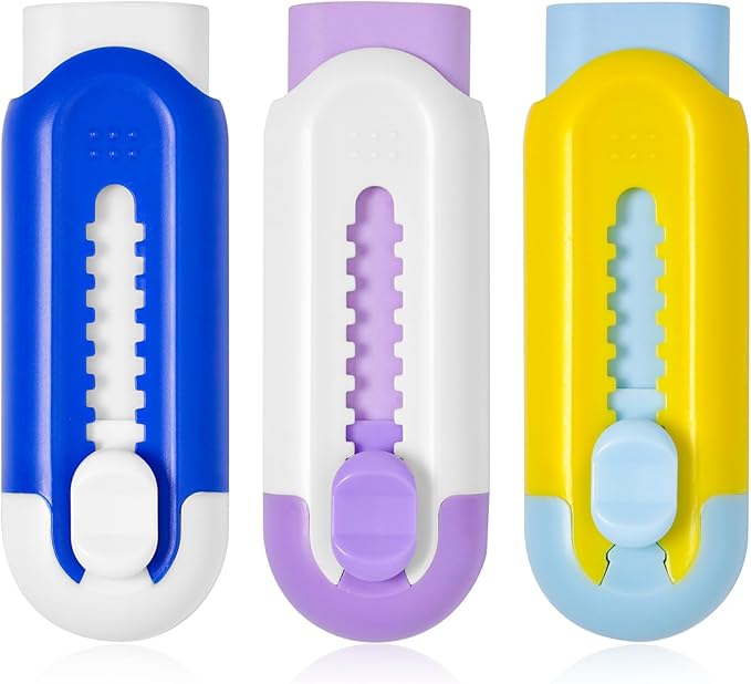 Retractable Eraser, Pack of 3, Pencil Eraser for Pencils,Assorted Color