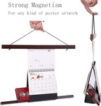 Ywlake Magnetic Poster Hanger, 17x24 17x11 17x22 Poster Frame Wood Wooden Magnet Print Posters Dowel Scroll Hanger Hangers Hanging Kit for Walls Map Canvas Artwork (Walnut, 17")