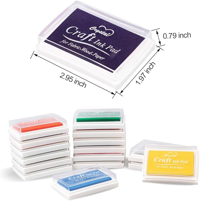 XoreArt Finger Ink Pads for Kids Washable Craft Ink Stamp Pads, 16 Color DIY for Rubber Stamps, Paper, Scrapbooking, Wood Fabric, Best Gift for Kids