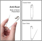 100 PCS 55mm / 2.2 Inch Heavy Duty Quilting Pins, Large Silver Metal Safety Pins for DIY Crafts, Jewelry Making, Baby Clothing
