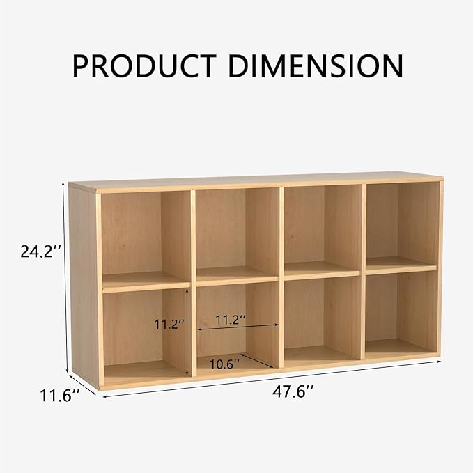 Wooden 8 Cube Storage Organizer with Closed Back Panel, Cube Shelf Heavy Duty Cubby Storage Organizer with Compartments for Living,Display Shelf,Bookshelf Furniture (Oak, 8-Cube)