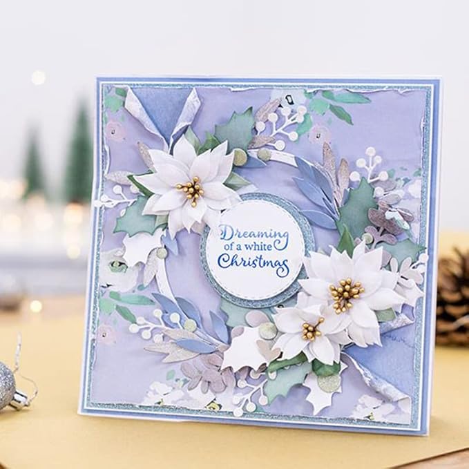 Lapoo Metal Cutting Die for Scrapbooking, 3D Backgrounds Frame New Cutting Dies DIY Album Card Making Decor Paper Craft Metal Die Cuts Party Wedding Decorations (Splendid Poinsettia 4.2 x 3.9 in)