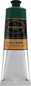 Charvin Extra Fine Professional Acrylic Paint - Phthalo Viridian, 60ml Tube, Triple-Milled, Lightfast Pigments, Open Stock Artist Acrylic Paints in Nature-Inspired Hues