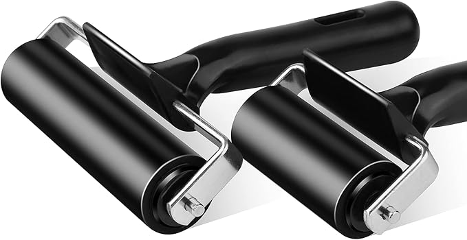 2Pcs Rubber Roller Brayer Rollers Hard Rubber 4 and 2.2 Inch for Printmaking (Black) by HRLORKC…