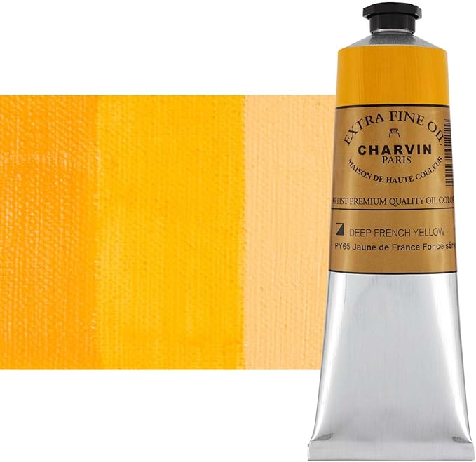 Charvin Extra Fine Oil Paint, French Yellow Deep 150 ml - Triple-Milled, Rich Texture, Poppy Oil-Based, Light-Fast, Handmade, Archival Quality