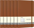 Comix 6 Pack Lined Journal Notebooks for Work, 240 Pages, 5.5"x8.3", Brown, Hardcover, A5 Medium College Ruled, Journaling Notebooks for Notes-taking, Fits for Office School Home