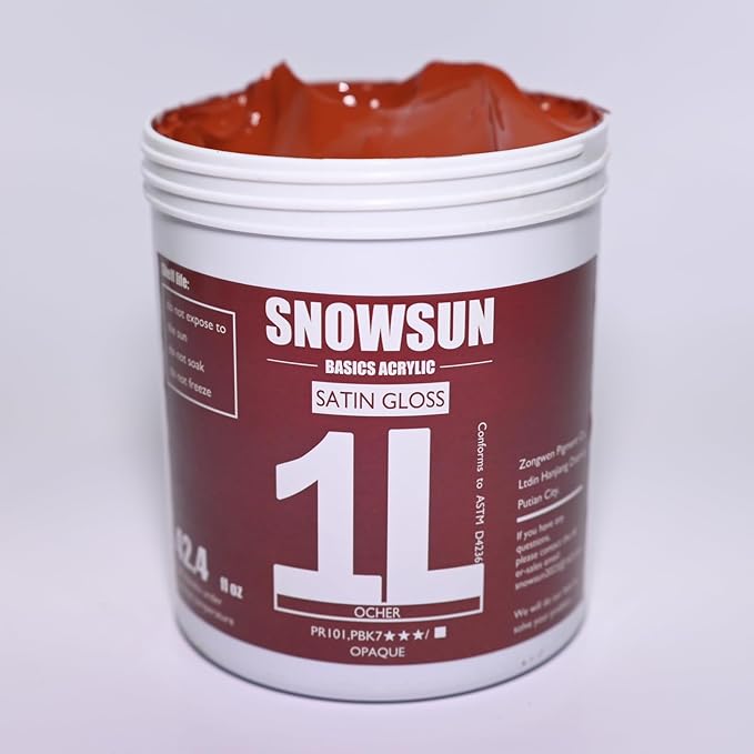 SNOWSUN Ochre Acrylic Paints, Large Bulk Heavy Body Acrylic Paint (42.4 oz, 1L) - Non Toxic Gloss Thick Art Paint for Multi-Surface, Canvas Wood Ceramic and Leather, Stone Craft, for Artists & Beginners
