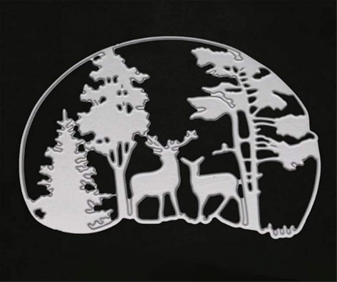 Metal Cutting Dies DIY Merry Christams Embossing Stencil Template Scrapbooking Card Making Mold Photo Album Arts Crafts Tools (Christmas Tree and Deer -12.5x10cm)
