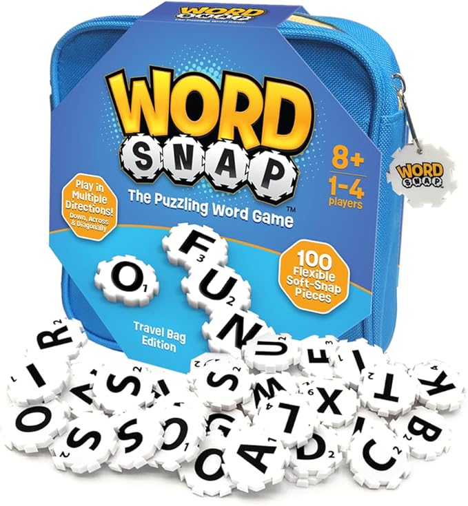 Word Strategy Game with Travel Bag, Word Puzzle for Adults, Family, and Kids, Fun Game for Ages 8+, 1-4 Players
