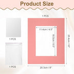 uxcell Picture Mats, 8 x 10 Mat Board Center for 5 x 7 Pictures Acid Free White Core Bevel Cut Frame Mattes with Backing for Display Art Measuring, Pink