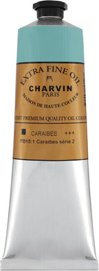 Charvin Extra Fine Oil Paint, Caribbean Blue 150 ml - Triple-Milled, Rich Texture, Poppy Oil-Based, Light-Fast, Handmade, Archival Quality