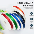 KMER LIFE 1/8"" Wide x 50 Yards Red Polyester Satin Ribbon, Red Satin Ribbon Perfect for Wedding Decor, Wreath, Crafts, Gift Wrapping & Other Projects (Red)