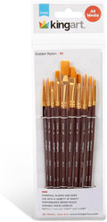 KINGART 10-Piece Paint Brushes, Acrylic Painting Brush Set, Watercolor Brushes, Acrylic Brushes for Oil Watercolor, Nail Miniature Detailing, and Rock Painting