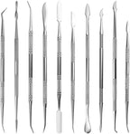 TOVOT 10PCS Stainless Steel Clay Sculpting Tools Metal Sculpting Tools Double-Side Clay Modeling Tools Wax Carving Tools (Silver)