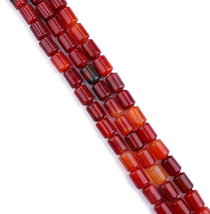 Natural Red Agate Cylinder Stone Loose Semi Gemstone Beads for Jewelry Making 10mmx14mm 38cm