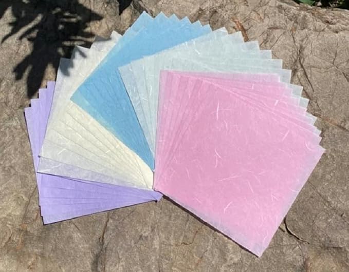50 Sheets 6 x 6 Inches Natural Fiber Mulberry paper Sheets Square Origami Paper Arts Folding Craft, Decoration Paper, Square Folding Paper for DIY Crafts (Pastel Color, 6x6 Inch)