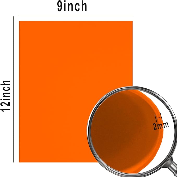 QIDIWIN EVA Foam Craft Sheets - 9x12 Inch 2mm Thick Versatile Non-Adhesive Foam for DIY, Cosplay, Scrapbooking, Classroom Projects - Durable, Flexible, Perfect for Crafting, 12 Pack(Orange)